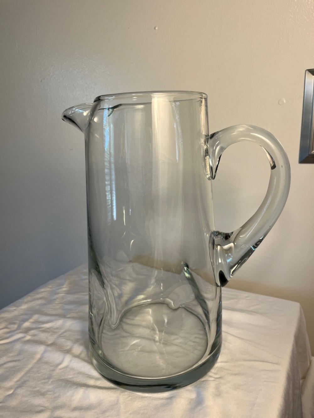 Clear Glass Pitcher with Handle - Classic Home Dining Dimpled sides for design